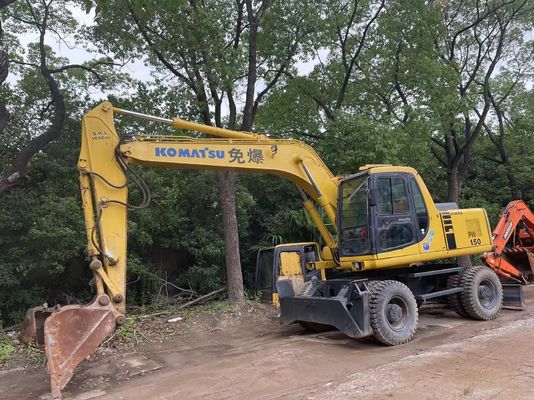Компактный Япония Использованный экскаватор Komatsu PC150W-6 Использованный колесный экскаватор