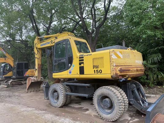 Компактный Япония Использованный экскаватор Komatsu PC150W-6 Использованный колесный экскаватор