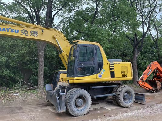 Компактный Япония Использованный экскаватор Komatsu PC150W-6 Использованный колесный экскаватор