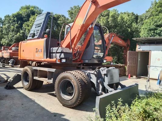 Оригинальный цвет Использованный экскаватор на колесах Hitachi ZX160W В хорошем состоянии