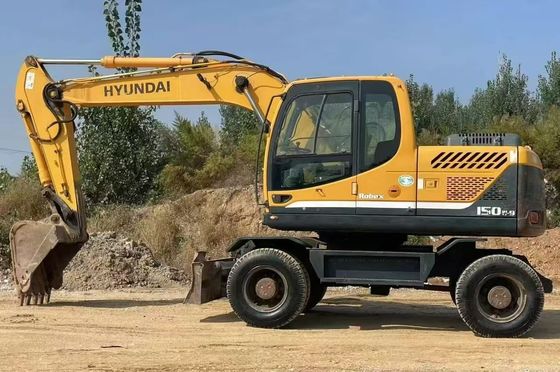 Hyundai R150W-9 Использованный колесный экскаватор 2015 Высокая точность для строительства