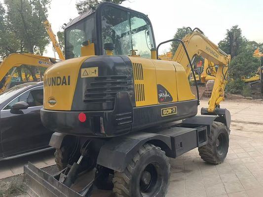 Подержанный мини-Гюндай R60W-7 колесный экскаватор стабильный и высокоэффективный